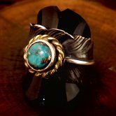 Black feather turquoise  ring